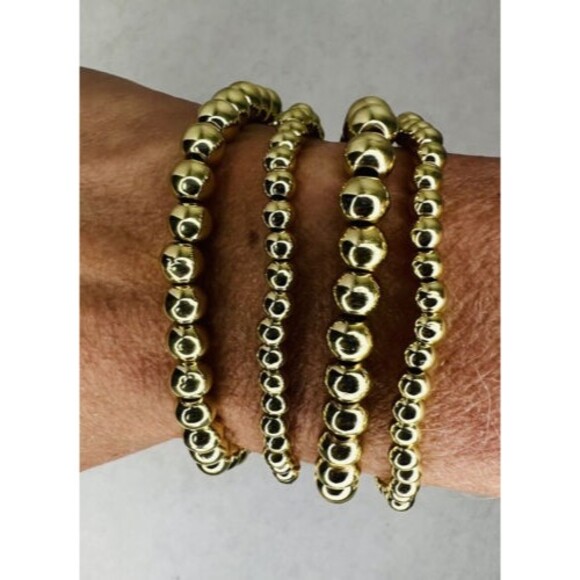 Brass Beaded Bracelet 4 pcs A New Day Elastic Bands For Easy On And Off - Picture 3 of 5